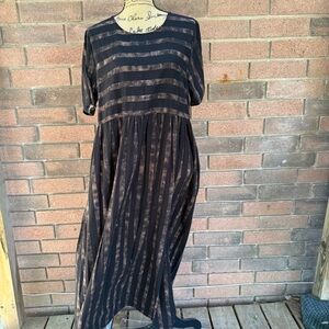 SHEIN Black and Brown Striped Maxi Dress Size M